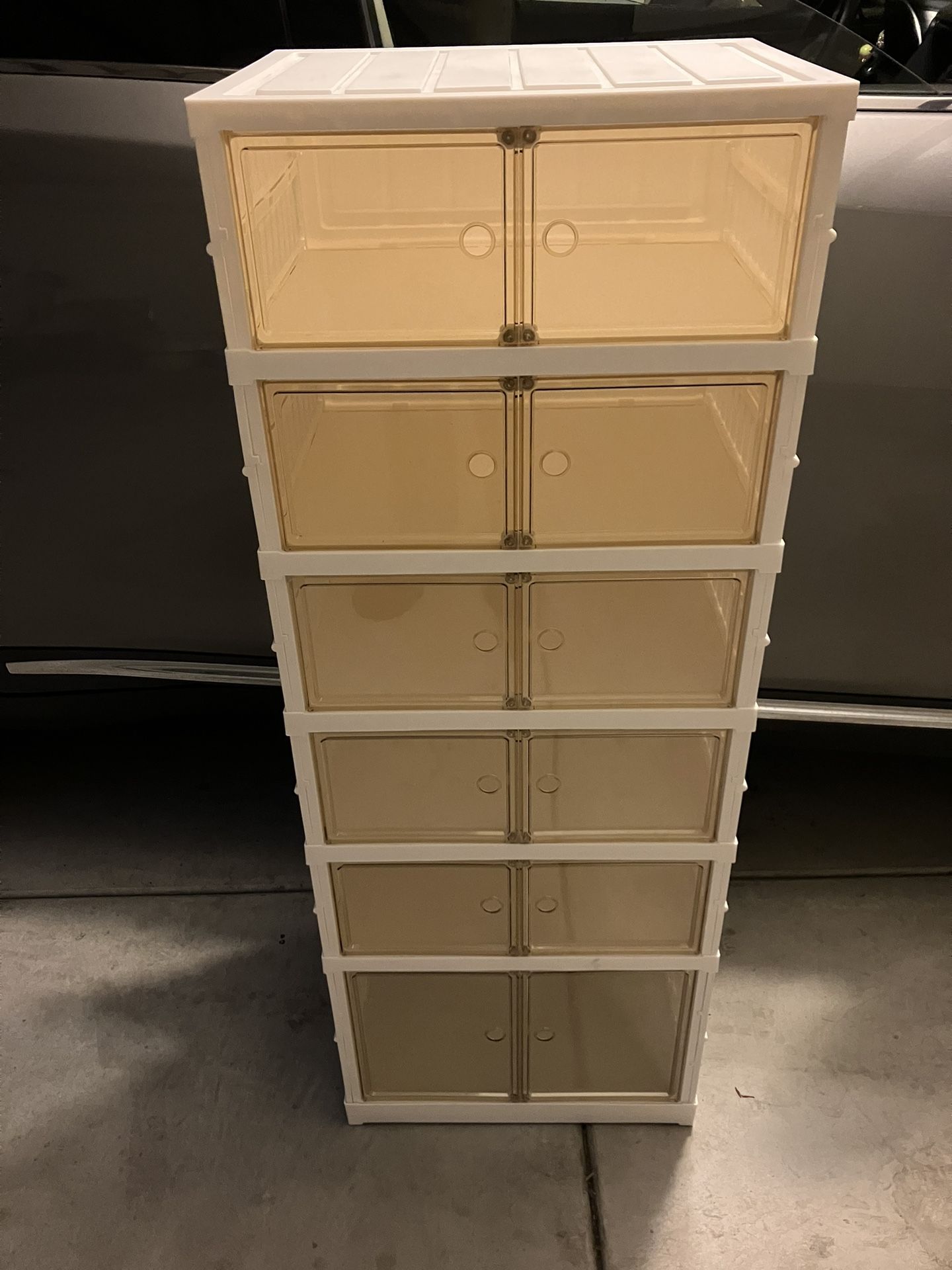 6 Tier Foldable Shoe Rack Organizer for Closet 12 Pairs Plastic Collapsible Shoe Racks Shelf Stackable Clear Folding Shoes Storage boxes