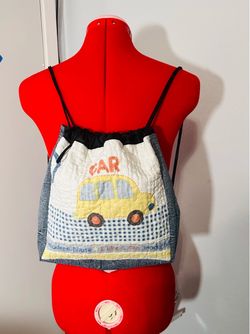 Handmade Vintage Truck & Car Tote Bag, drawstring bag – One of a Kind