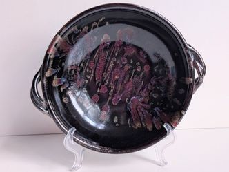 Modernist Stoneware Glazed Ceramic Pottery Bowl Signed 7.3"