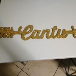 Glittered Plywood Cantu Sign 
