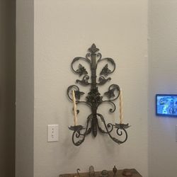heavy iron wall sconce candle holder for living rooms or entire or dining rooms 