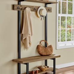Wall Tree with Bench, Shelves and Coat Hooks