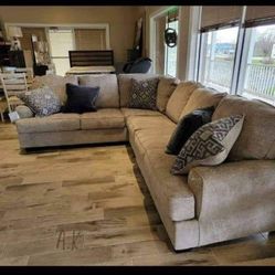 Stone L Shaped Huge Ultra Cozy Couch Sectional 🤩 Living Room Set💥 Brand New✅