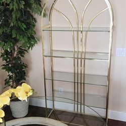 
Vintage Brass Arched Etagere Bookcase $150