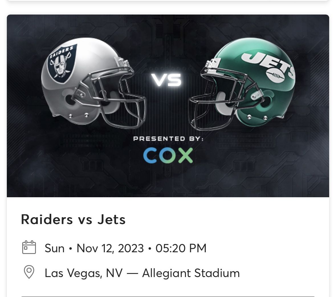 Raiders Season Tickets