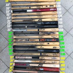 Baseball Wood Bats . Prices and sizes are labeled in the pictures. Have More Baseball And Softball Equipment Available