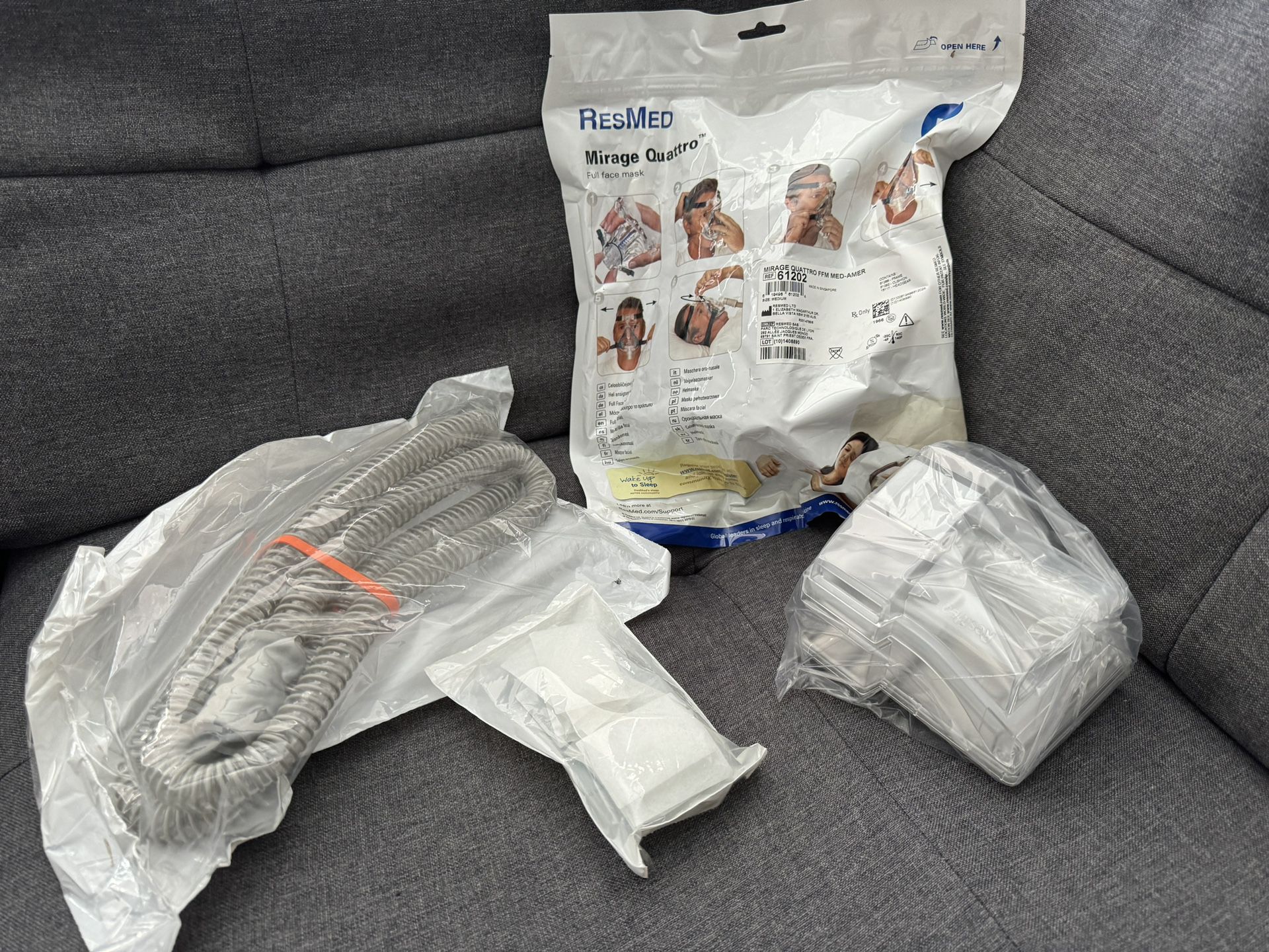 Lot Of 4 Packs (Full Face Mask, Standard Tub, CPAP Filters, 6’ Slim CPAP Tubing)