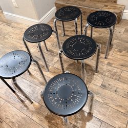 6 Pack Round Metal Stool Set