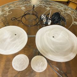  White Frosted Swirled Or Marbleized Pattern Replacement Lamp Shades 