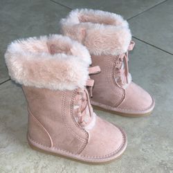 Old Navy Toddler Girl’s Pink Faux Fur Boots, Size 7