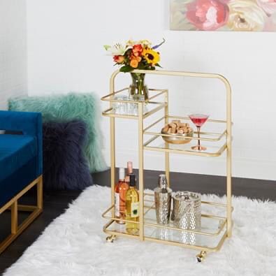 🔥BRAND NEW Gold Glass Modern Mid-Century Bàr Càrt for Entèrtaining Kitchen Dining