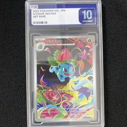 POKEMON TCG NM FULL ART HOLO RARE SLAB PROFESSIONAL GRADED 10, 2025 Pokemon TCG Japanese Ivysaur MIL 065/063 AR Art Rare PLG 10 Gem Mint YX89