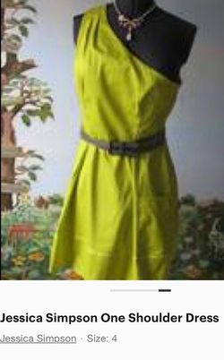Neon yellow one shoulder dress