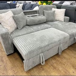 ✅️✅️2-Piece Convertible Sectional
Sleeper Sofa W/Fold-Down Table & Chaise Storage✅️