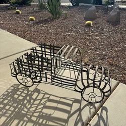 Wrought iron truck plant pot holder garden patio decor