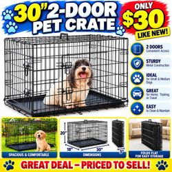 30" 2-Door Folding Metal Dog Crate