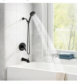 Bathroom Shower Head Kit  System Shower Faucet Handheld Spray Shower Trim Kit Valve Included Matte Black