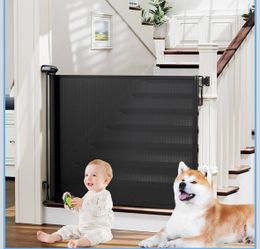 Retractable Baby, Child & Dog Gates For Stairs, Extends To 54" Wide 34" Tall, Use For Outdoor, Indoor, Hallways, Doorways, Deck, Porch, Black