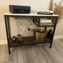 Elm and Iron Bar Console Table