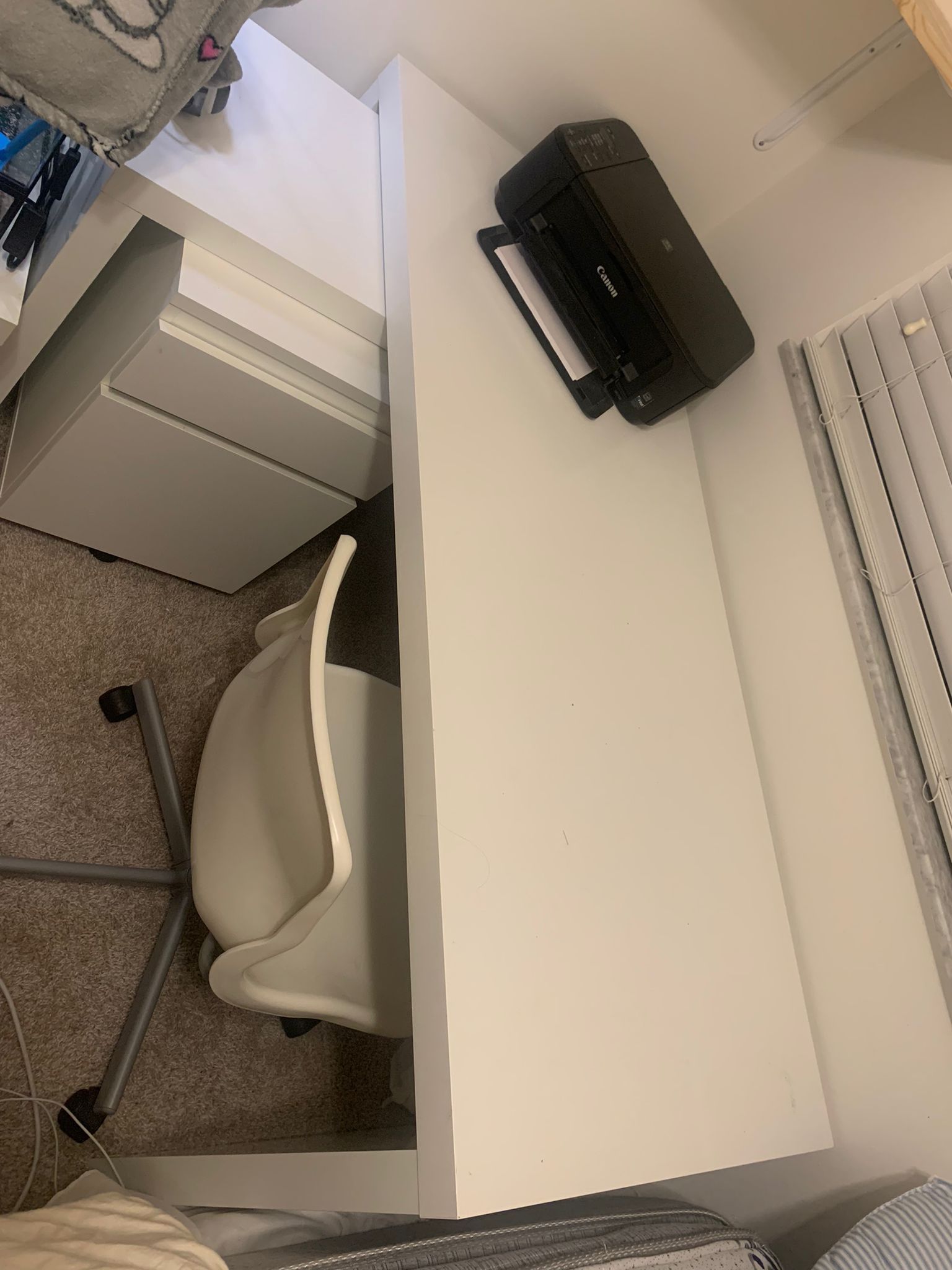 Desk With Chair And Printer 