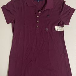 Aeropostale M Polo T-Shirt 5 Button Short Sleeve School Uniform Burgundy Womens