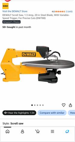 DEWALT DW788 Scroll Saw 20-Inch