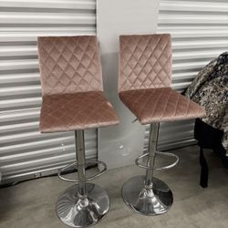 Pink Velvet Bar Stools 