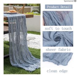 4 Pack Dusty Blue Cheesecloth Table Runner