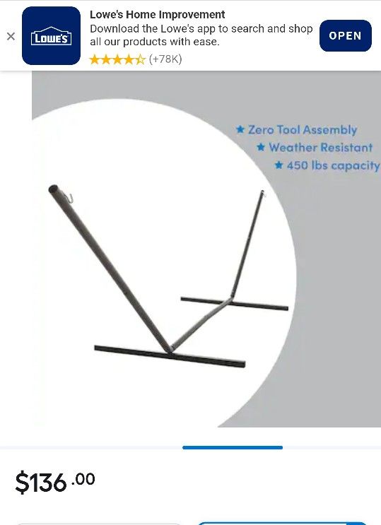 Style Selections 15-ft L Metal Hammock Stand