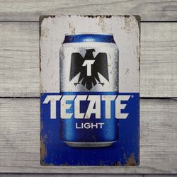 Tecate Vintage Style Antique Collectible Tin Metal Sign Wall Decor