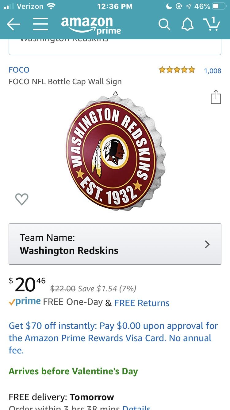 Redskins wall sign