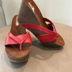 Mia Red Wedge Sandal Slip-On Women's Shoes Size 7.5
