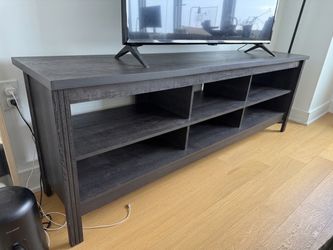 Dark Gray Wood TV Stand with Open Shelves - pickup  on 8/29,30