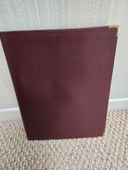 Burgundy Leather Portfolio Folder with Gold Corners