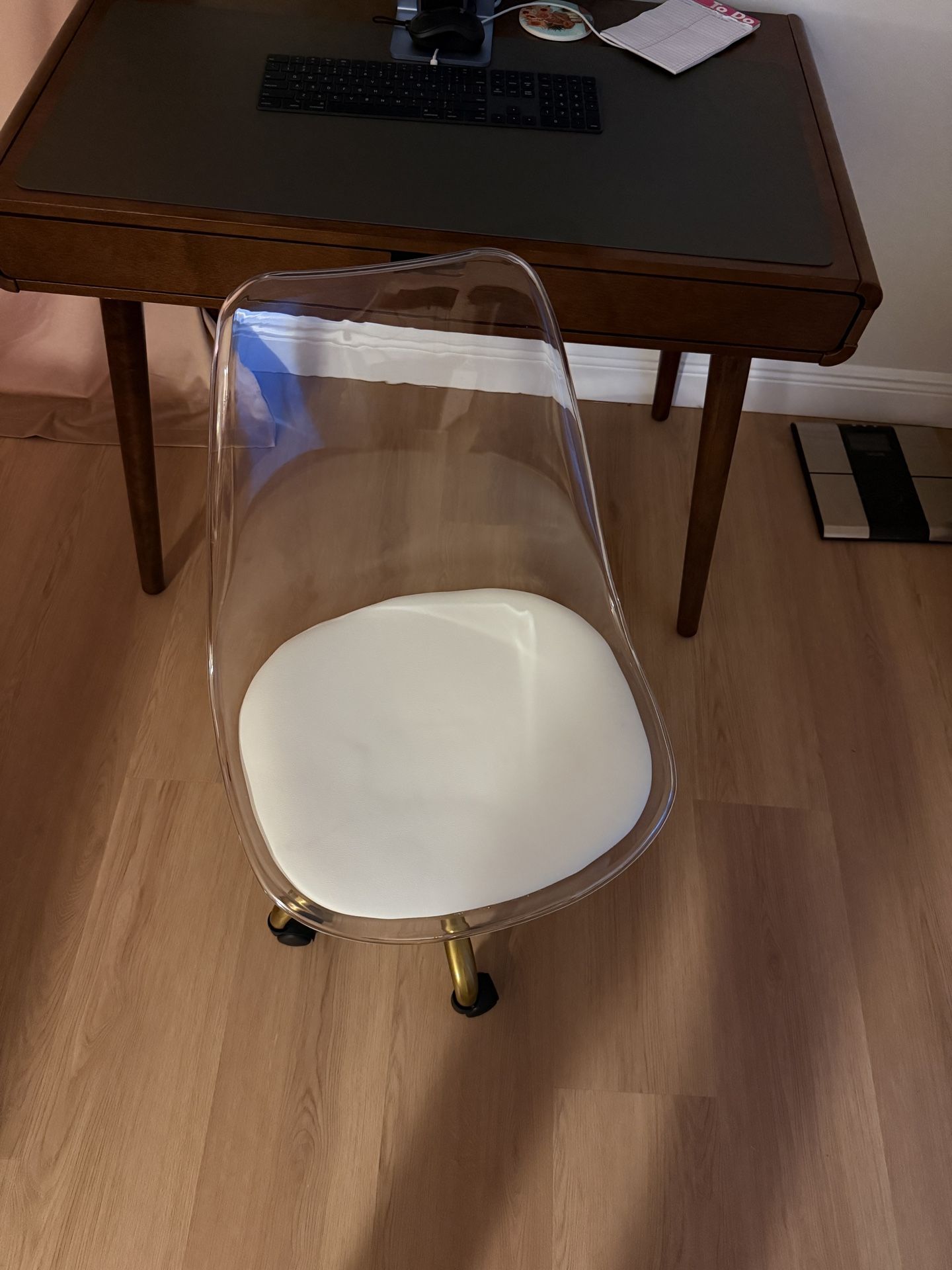 Clear White & Gold | Brass Office Chair