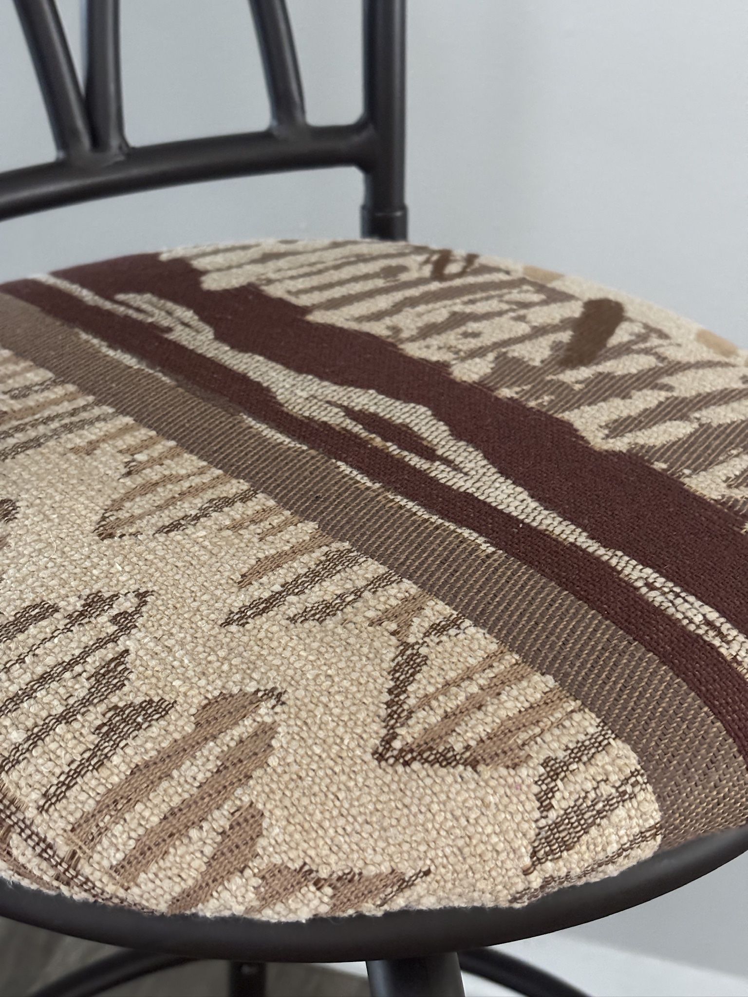 Swivel Metal Counter Stool w/ Decorative Back & Upholstered Seat