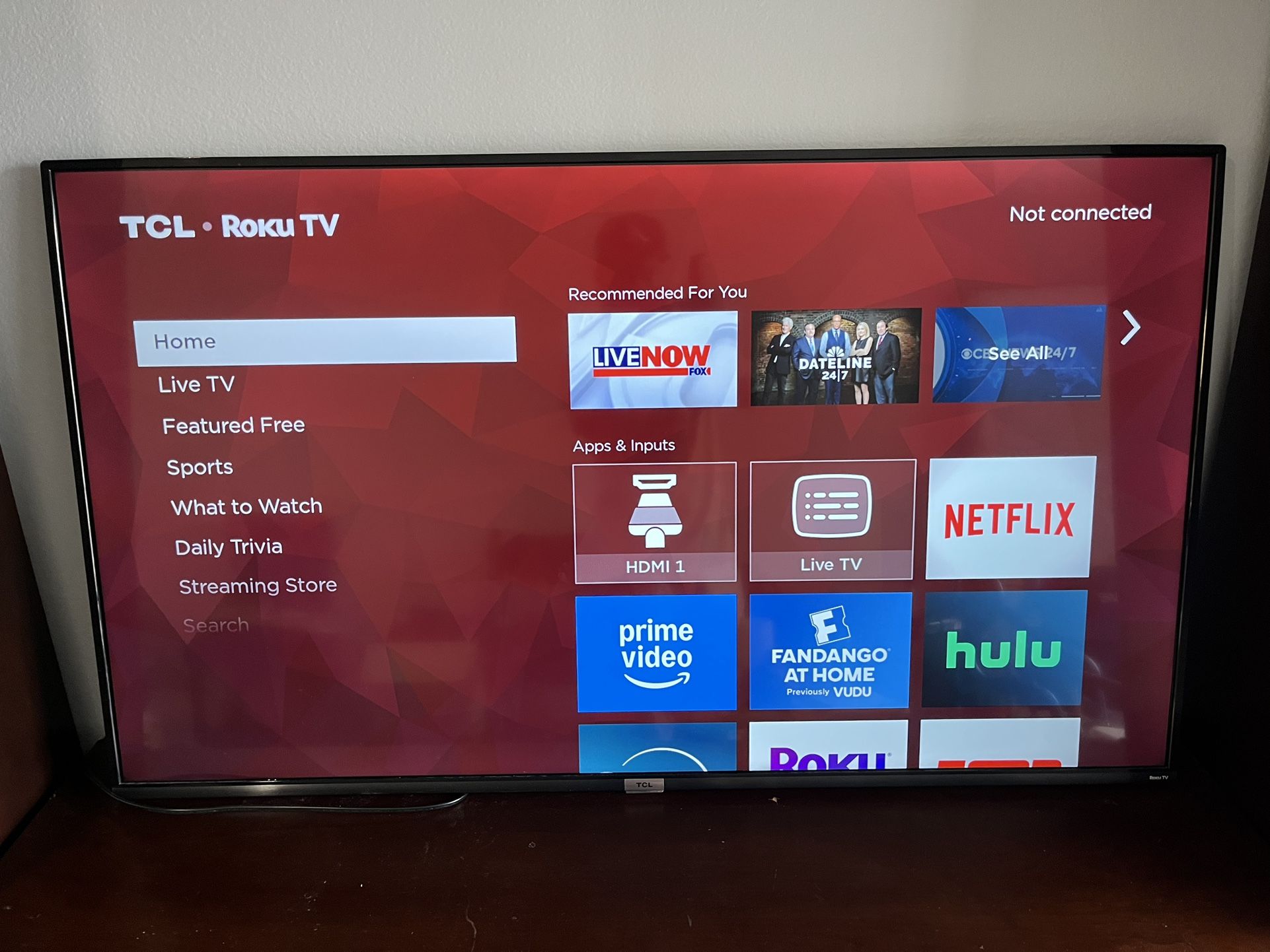 TCL 55” Smart Roku TV