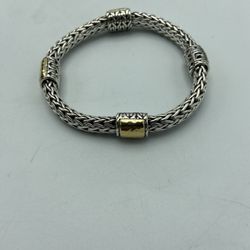 John Hardy Silver and 22kt Yellow Gold Bracelet 8”