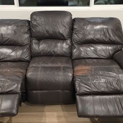 3 + 2 Leather Recliner Couch. Good Condition
