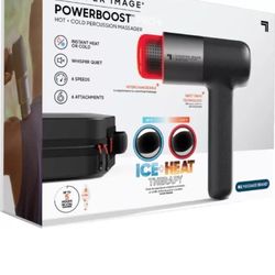 Sharper Image - Powerboost Pro+ Hot & Cold Percussion Massager - Black Open Box