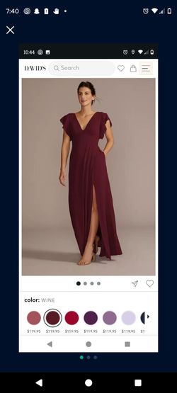 David's Bridal Wine Bridesmaid Dress