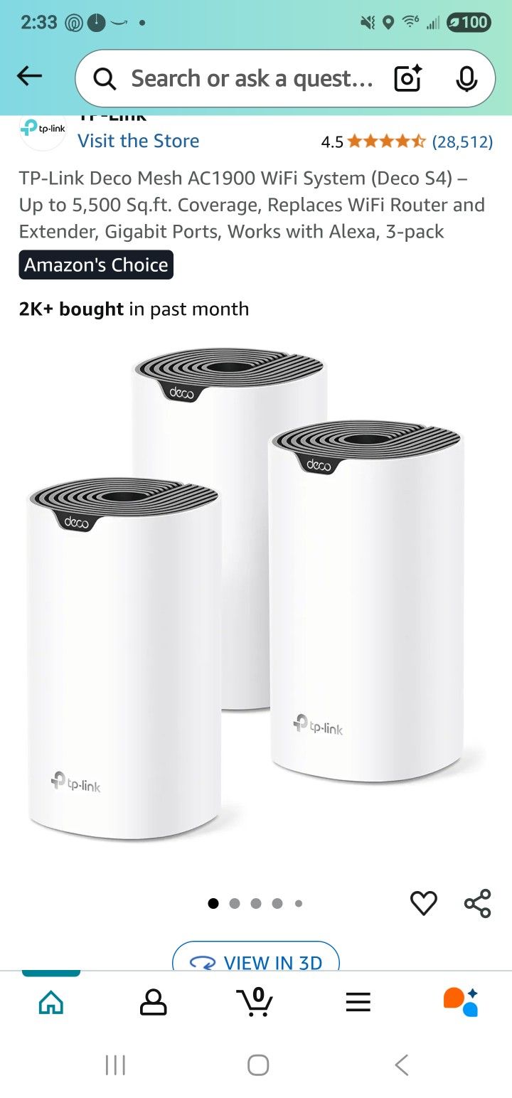 TP Link Deco S4 Mesh WiFi System! $70