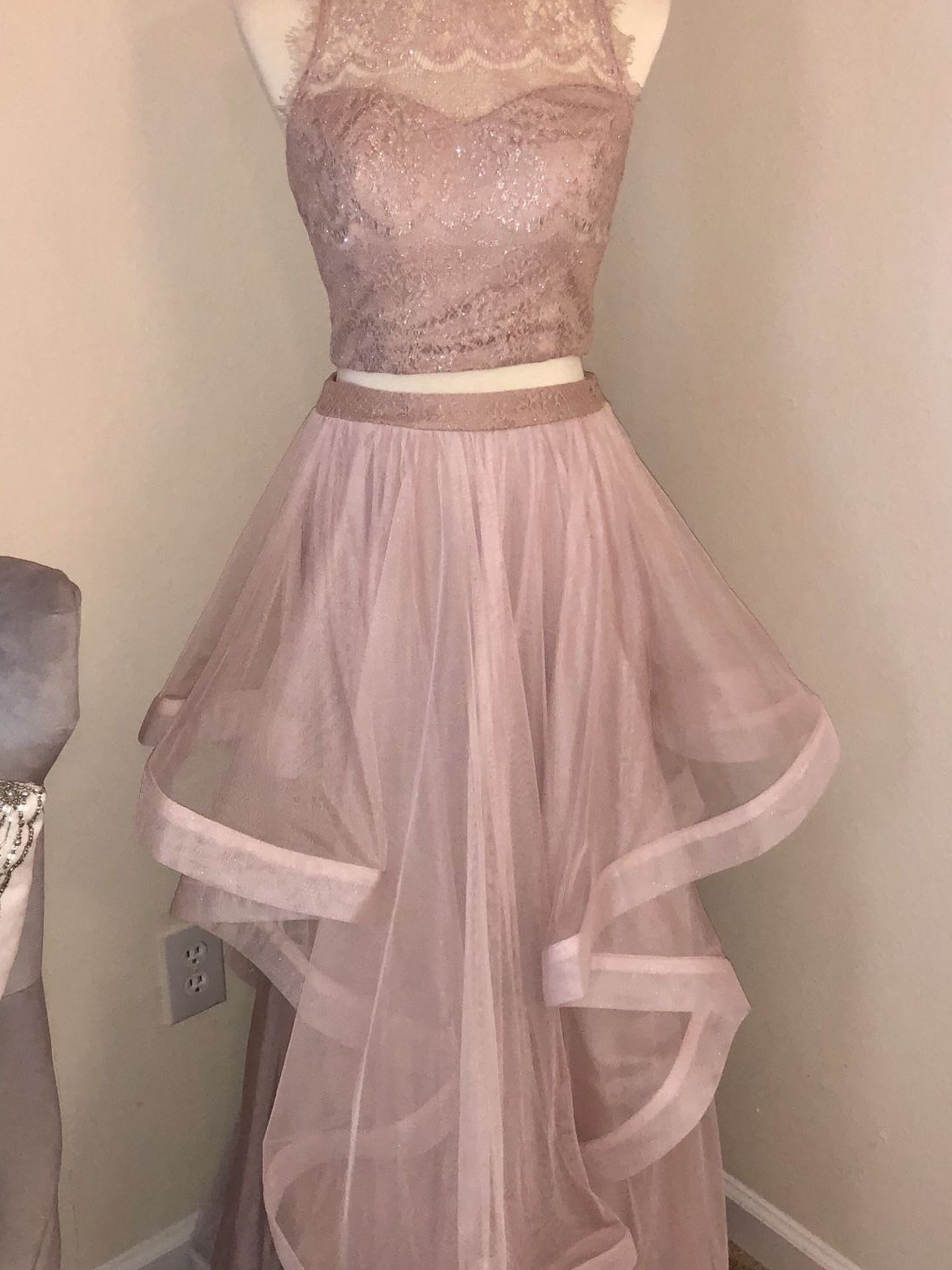 Mauve/Pink/Silver Two Piece Dress