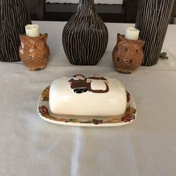 Publix Thanksgiving Pilgrims butter dish set