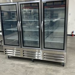 Polarman PLM-81RGS 81" Reach-In Refrigerator with Triple Glass Doors with LED Lighting, Bottom Mount, Stainless Steel, 72 cu. ft.