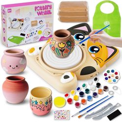 Brand New Pottery Wheel for Kids - Pottery Arts and Crafts for Kids with 3 Pack Painting Kit Air Dry Clay Art Supplies for Kids Toys 
