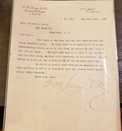 1896 Letter re: NYC Railway Contractors to Charleston Attorneys