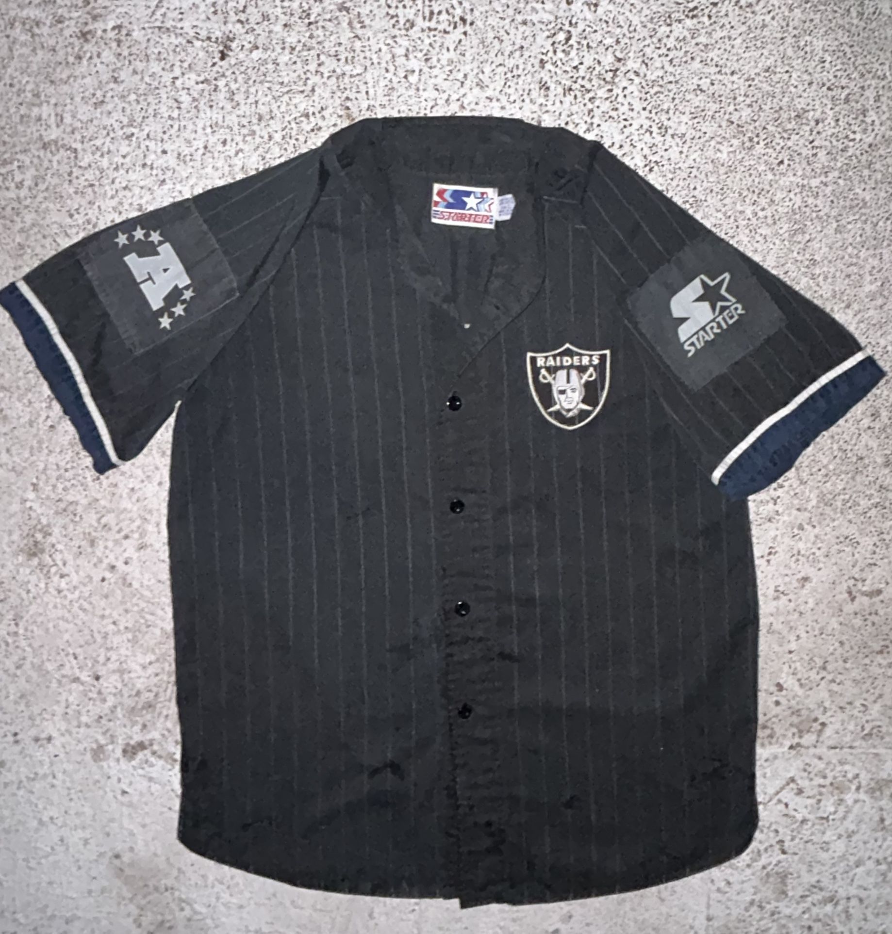 Vintage 80s 90s STARTER RAIDERS Baseball Jersey L