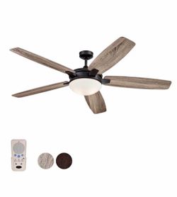 Harbor Breeze Oakham 70-in Bronze with Mocha/Cocoa Blades Ceiling Fan With Light - Remote Included (5 -Blade )