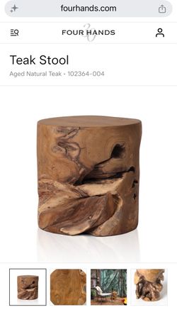 Four Hands Atrakchi Teak Stool Aged Natural Teak Two (2) Available -VERY HEAVY solid wood